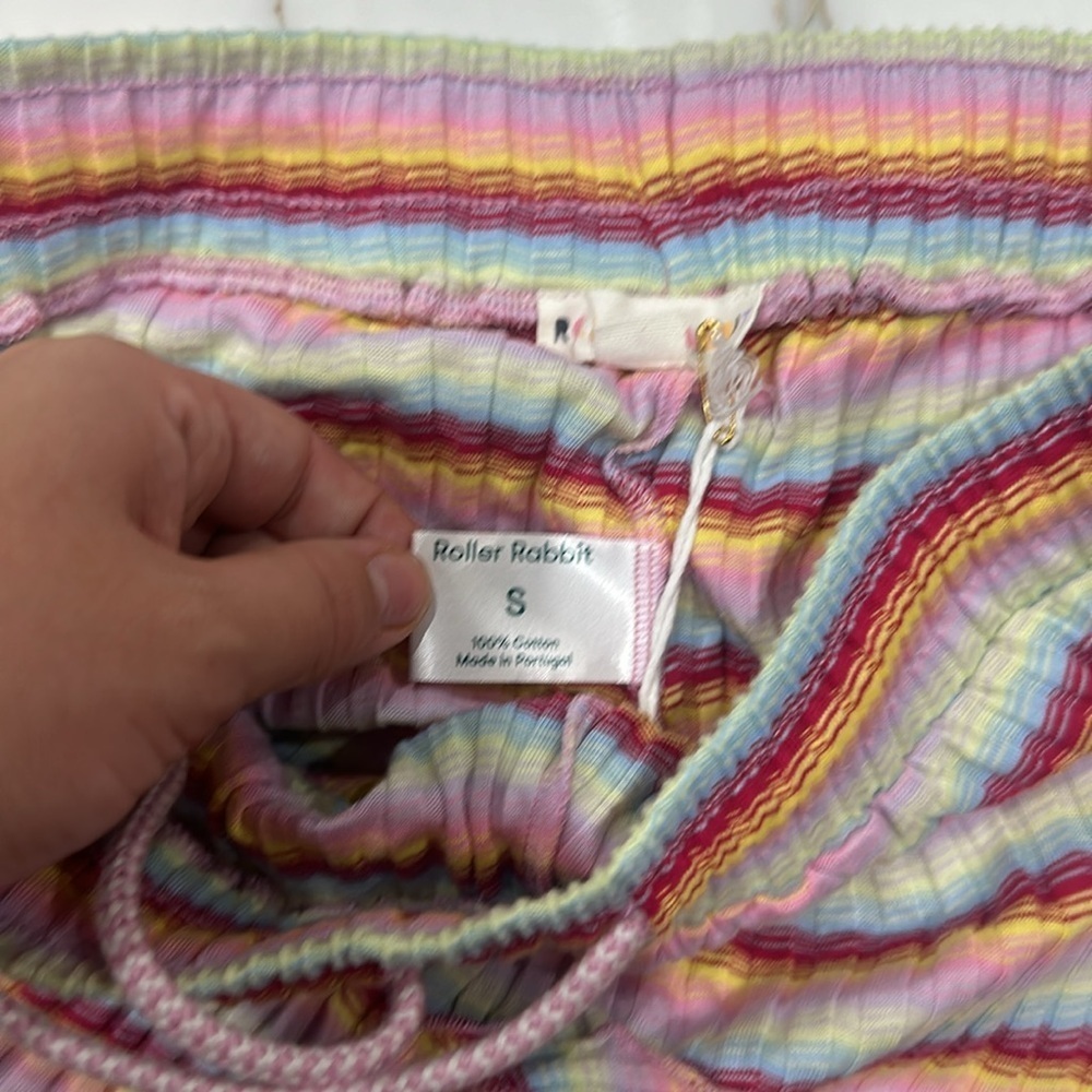 Roller Rabbit Candy Stripe‎ Delilah Short Rainbow Pleated Ruffle Drawstring - Picture 6 of 7